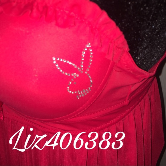 Y2K Playboy Lingerie top with rhinestones … - Picture 4 of 9